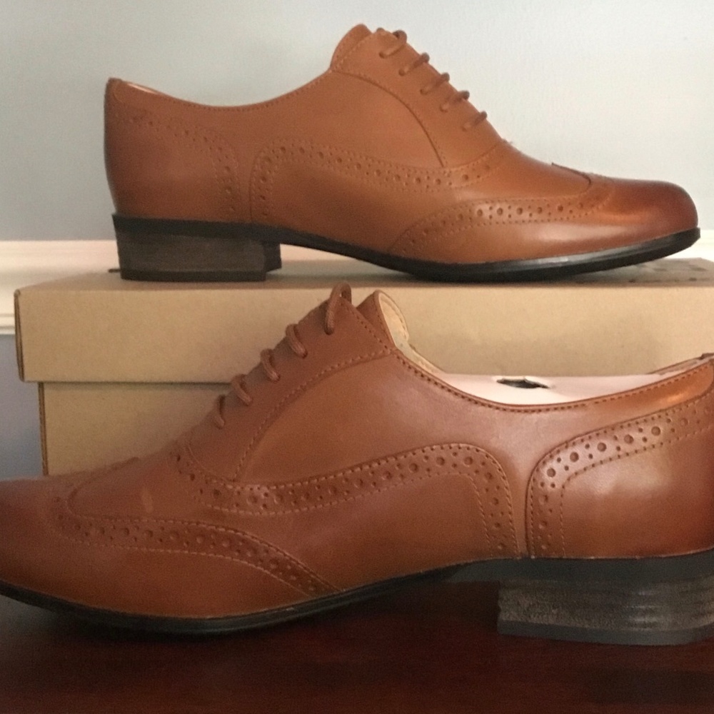 BNIB Clarks Hamble Oak Dark Tan Women's Lace Up Brogues Wingtips UK6/US8.5